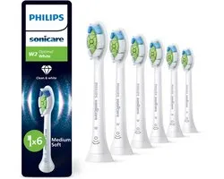 Philips Sonicare Optimal White W2 – Opzetborstels voor Elektrische Tandenborstel – Wit – Verpakking van 6 - Wittere tanden - HX6066/87