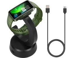 Station de charge pour montre connectée kwmobile compatible avec Huawei Band 10 / Honor Band 9 / Band 7 / Band 6 / OPPO Band 2 - Chargeur et support pour montre connectée - Avec aimant et câble de 100 cm en noir