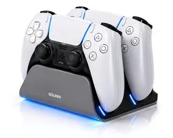 Sounix Oplaadstation geschikt voor PS5 / PS5 Slim / PS5 PRO / DualSense Controller - PS5 accessoires - Dual Oplader - Charging Dock- Grijs