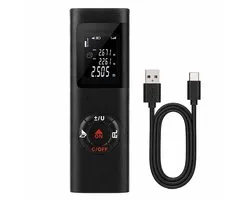 Télémètre Laser - 40 Mètres - Numérique - Rechargeable USB-C - Intérieur et Extérieur - Mesure de Surface et de Volume - Noir