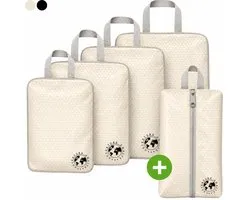 LunaGood® Packing Cubes Compression - 5-delig - Ultra lichtgewicht - Beige