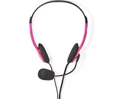 Nedis CHST100PK Pc-headset On-ear 2x 3,5 Mm Connectoren 2,0 M Roze