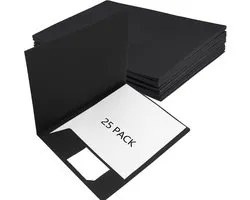 25pcs A4 Kraft Paper File Folders, Double-Sided A4 Folders, Black Square Cut Folders for Office, Restaurant, Home - ShopVlot