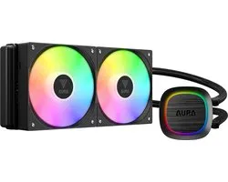 GAMDIAS RGB CPU Koeler 240mm Fans Liquid Cooler|Intel en AMD Processor Waterkoeler met ARGB LED Verlichting (Addressable)|Aura GL 240 V2 (Socket: 1200, 1700|AM5, AM4)