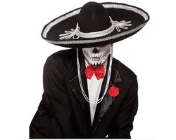 Sombrero zwart Dia de los Muertos
