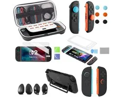 PlayCool 11-in-1 GripPack Pro – Accessoirebundel voor Nintendo Switch 2 –Beschermcase met 3 Verwisselbare Grips (Feather, Balance & Anchor), Beschermhoes, Screenprotector met installatietray, Thumb Grips & Joy-Con Siliconen Covers