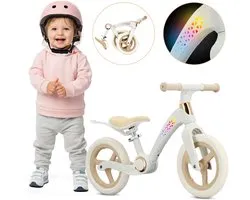 sun baby Vélo d'équilibre pour Enfants Aurum - 2 ans, max. 30 kg, Vélos d'équilibre, cadre en polypropylène et nylon, roues en mousse, selle et guidon réglables - Crème-beige