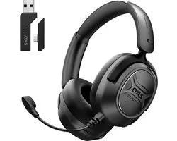 OXS Storm A2 Draadloze gaming-headset, actieve ruisonderdrukking, 2,4 GHz lage latentie & Bluetooth 5.4, dubbele EQ-modi, 70 uur batterijduur, voor pc, PS4, PS5, switch en mobiele telefoon, zwart