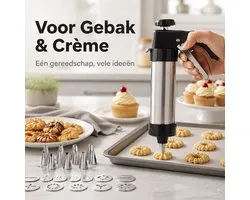 Koekjespers-Koekjespistool-13 Koekjesvormen en 8 Spuitmondjes-Complete Bakset-voor Koekjes Taart en Gebak