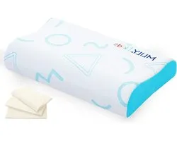 MLILY Memory Foam Kids Pillows Adjustable Cooling Bed Pillow Neck Pillows for Sleeping Sandwich Pillow CertiPUR-US,Suitable for Kids Boy Girl - Perfect for Bed Set,Travel