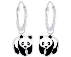 Joie|S - Boucles d'oreilles charms Panda argenté - boucles d'oreilles - noir et blanc - boucles d'oreilles enfant