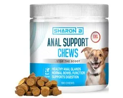 Sharon B - Anal Support Chews - voor Honden - Anaalklier Hond Supplement - Tegen verstopte of stinkende Anaalklieren - XXL Pot - 180 Stuks