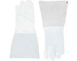 Alpenclothes - Koeienleer - Lashandschoenen - Wit/Grijs - Lang - Maat 10 - Set van 2