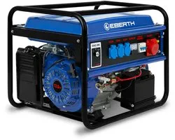 EBERTH 5500 watt Noodstroomaggregaat, stroomgenerator met elektrische start, 13 pk benzinemotor, viertakt, driefasig, 1x 400 V, 3x 230 V, 1x 12 V, automatische spanningsregelaar (AVR), oliepeilbeveiliging