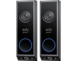 Sonnette vidéo eufy Security E340 (lot de 2) – Sonnette vidéo Dual Cam , résolution Full HD 2K , vision nocturne couleur, détection de paquets par IA, sans frais mensuels, installation sans fil, compatible avec Alexa et Google Assistant.
