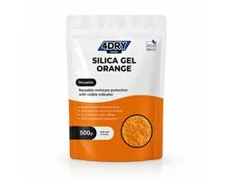4DRY Gel de silice orange | 500 g | Sachet refermable | Gel de silice pour filaments, électronique, filtration d'air, etc. | Orange 3 - 5 mm | Avec indicateur et réutilisable