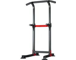 Krachtstation - Power Tower Dip Station Pull-Up Bar - Multifunctionele fitnessapparatuur voor thuis met verstelbare hoogte en antislip-pads bij de voeten - Max. gewicht 150 kg (330 lbs)