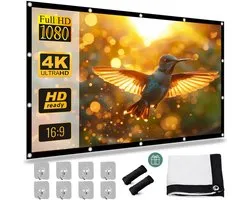 IMENGINE® Projectiescherm - 100 inch (254cm) - 16:9 - Beamer scherm - Opvouwbaar projectiedoek - Uitrekbaar - Anti-kreuk