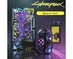 Geschikt voor nintendo switch Case - Bescherm Hoesje Switch - Controller Accessoires 2021 - Met Cyberpunk Thema - Top Cadeau - Verjaardag- Kerst Paars