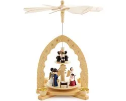 BRUBAKER Pyramide de Noël en Bois à 2 Tier - 30 cm - Nativité Christ Nativité avec Marie et Josef, Anges et Carol Singers