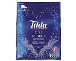 Tilda Pure Original Basmati Rijst - 1 x 10 KG | Multi Voordeelverpakking Basmatirijst - Rijstkorrels met Aroma en lichte Textuur - Afkomstig uit de Himalaya - Vegetarisch - Glutenvrij met Kajal Sticker