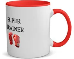 Akyol - super trainer koffiemok - theemok - rood - Sport - coach - boxing - trainer - geschenk - verjaardag - love gift - 350 ML inhoud