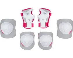 Nijdam Skate Beschermset Kinderen - White Out - Wit/Fuchsia - S