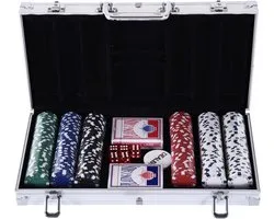 1 stuks - professionele aluminium pokercase - pokerset - met 300 chips en twee sets kaarten - geschikt voor Texas Hold'em en Blackjack.