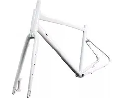 Gravel Racefiets Frameset - Fietsframe Cyclocross - All-Terrain Fietsen - Interne Kabelgeleiding - 48 cm - Wit