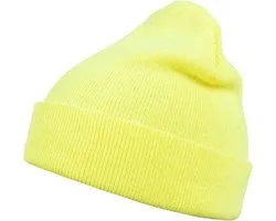 MSTRDS - Beanie Basic Flap neonyellow one size Beanie Muts - Geel