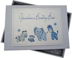 Wit Cotton Cards Album photo de grand-mère, bleu