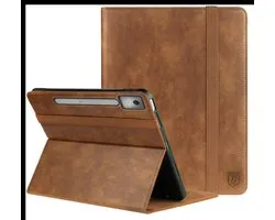 Rosso Element Hoes Geschikt voor Lenovo Idea Tab Pro 12.7 | Book Case | Volledige bescherming | Elastische band | Sleep/Wake functie | Met Penhouder | Verstelbare standaard | Bruin