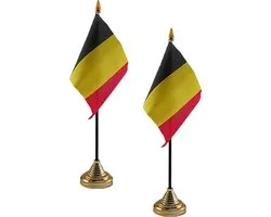 2x Drapeaux de table Belgique 10 x 15 cm avec support - Articles de fête et décorations belges - Supporters Red Devils