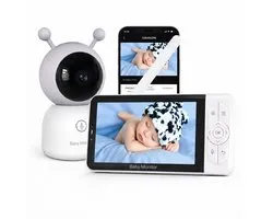 Nexeli NX-BC-W51 Babyphone avec caméra et application – Moniteur 5 pouces – 1080P Full HD – Wi-Fi – Vision nocturne – Détection intelligente – Veilleuse