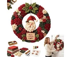 DIY kerstkrans kit - Diy kerstkrans van stof - Kerstkrans - DIY Patchwork Set - Kerstkrans maken - Kerst Decoratie - DIY Handwerkset - Kerstkrans van stof - Hangende kerstdecoratie - Kerstmanstijl