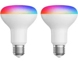 ledscom.de 2 stuks E27 LED RGB lamp, R80, warm wit - koel wit (2700-6300 K), 9,9 W, 950lm, Smart Home, WLAN, Alexa, mat