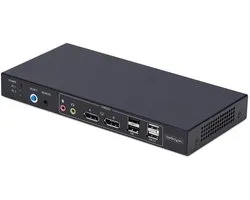 StarTech.com 2-Port Dual-Monitor DisplayPort KVM Switch met Dual View Video Matrix, 4K 60Hz, 4x USB Hub Poorten, Hotkey Switching, DP 1.2 Matrix KVM, TAA Compliant