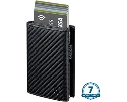 VEXON Legacy - Wallet Pro - Premium Wallet Classic - Pasjeshouder Carbon - Kaarthouder - Met Rits - 10 Pasjes, Briefgeld en Muntgeld - RFID Creditcardhouder - Mannen en Vrouwen Portemonnee - Uitschuifbaar - Carbon