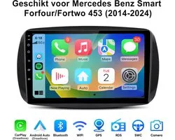 Junsun Autoradio Android 15 compatible avec Mercedes Benz Smart Forfour/Fortwo 453 (2014-2024), 2 Go + 64 Go, CarPlay sans fil et Android Auto, DAB+, Navigation GPS, WIFI, Bluetooth, RDS, FM, SWC, écran tactile HD 9 pouces, DSP, processeur Quad-core