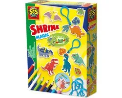 SES Creative 14294 Krimpfolie - Dino Sleutelhangers - Creatieve Knutselset voor Kinderen vanaf 5 Jaar - Personaliseer ontwerpen en krimp in de oven - Perfect voor creatief spelen