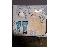 geschenk set vrouwen verjaardag - moeder dag - leuk geschenk - kado - kerst geschenk vanille - body lotion - douche gel - waterkruik - bruisbal - winter charm blauw