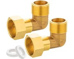 Brass Movable Screw Connection, 2 Pcs 3/4 Inch Angle 90° IG/AG 3/4 Inch 90 Degree Arc DN20 90 Degree Angle Screw Connection for Water Installations Ce