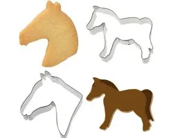 Ensemble de formes de biscuits Paarden 4 pièces - cheval - biscuit - pâtisserie - cheval - centre équestre - cavalier - équitation - anniversaire - friandise