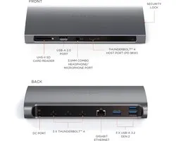 Satechi ST-UCT4DM, Avec fil, Thunderbolt 4, 96 W, 3,5 mm, SD, 2021 MacBook Pro M1, 2020/2019/2018/2017/2016 MacBook Pro, 2020 MacBook Air M1, 2018 MacBook Air,...