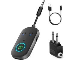 Bluetooth 5.3-ontvanger – 2-in-1 Bluetooth-zender – 3,5 mm Bluetooth-adapter – Bluetooth-ontvanger – Ondersteunt 2 voor AirPods/hoofdtelefoons – AUX-zender voor TV/PC/Auto/Gym/Vliegtuig/Luidspreker