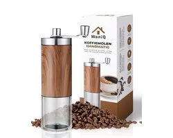 WoniQ Moulin à café manuel - Moulin à grains de Luxe - Moulin à café manuel avec réglages de mouture réglables - Moulin à grains de café en acier inoxydable solide - Système de broyage en céramique - Moulin à café