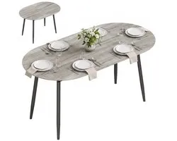 HOMCOM Extendable Dining Table-MDF-120-160 x 80 x 75 cm-Grau