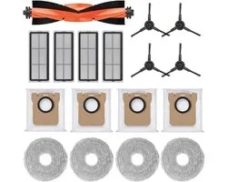Accessoires voor Xiaomi Robot Vacuum X20 Max / X20 Pro robotstofzuiger, 1 hoofdborstel, 4 stofzakken, 4 reinigingsdoeken, 4 zijborstels, 4 filters