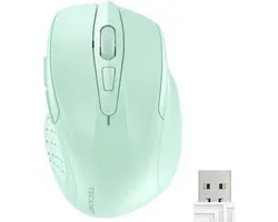 TECKNET Draadloze Muis, 2.4G Optische Muis 4000 DPI met 6 Instelbare Niveaus, Ergonomische Muis voor PC, Desktop/Laptop - Groen