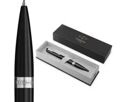 Parker Meridian Balpen | Matte zwarte lak met chromen afwerkingen | Middelgrote penpunt | Handschriftpennen & Schrijfwaren | Blauwe inkt | Luxe Cadeaudoos